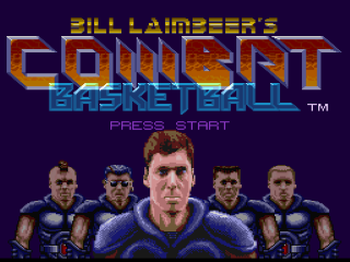 Bill Laimbeer's Combat Basketball title screen for Super Nintendo